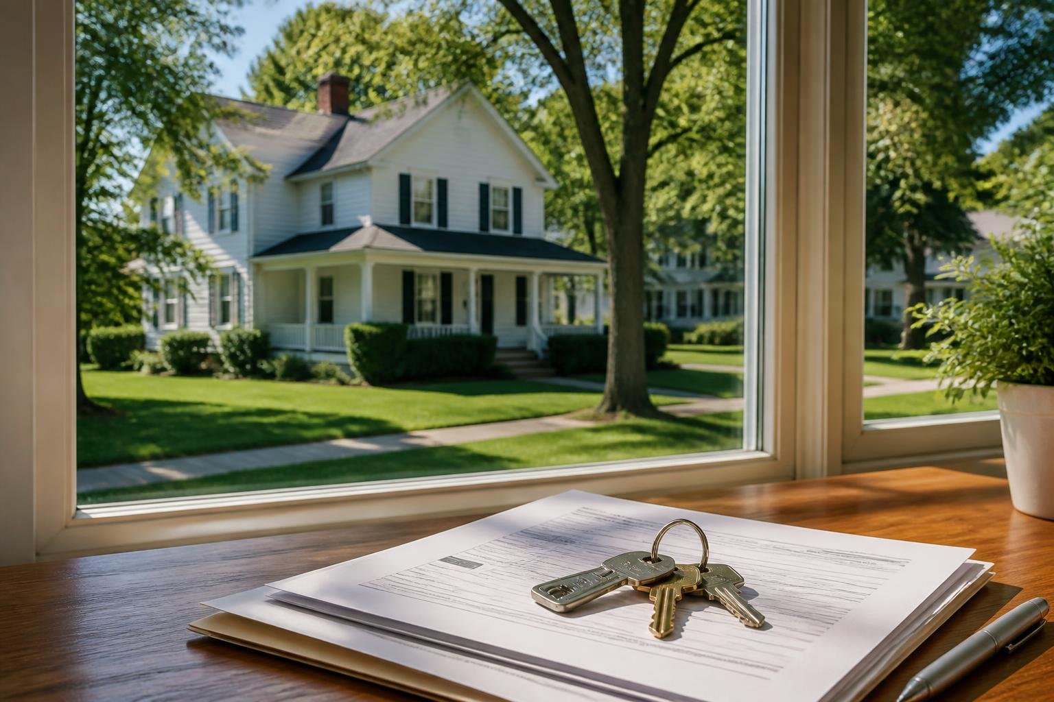 vacant home insurance Iowa - a two-story house with white siding representing an inherited property in Iowa